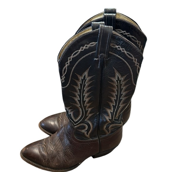 Tony Lama Men’s Brown Leather Cowboy Western Boots Size 7.5 Vintage